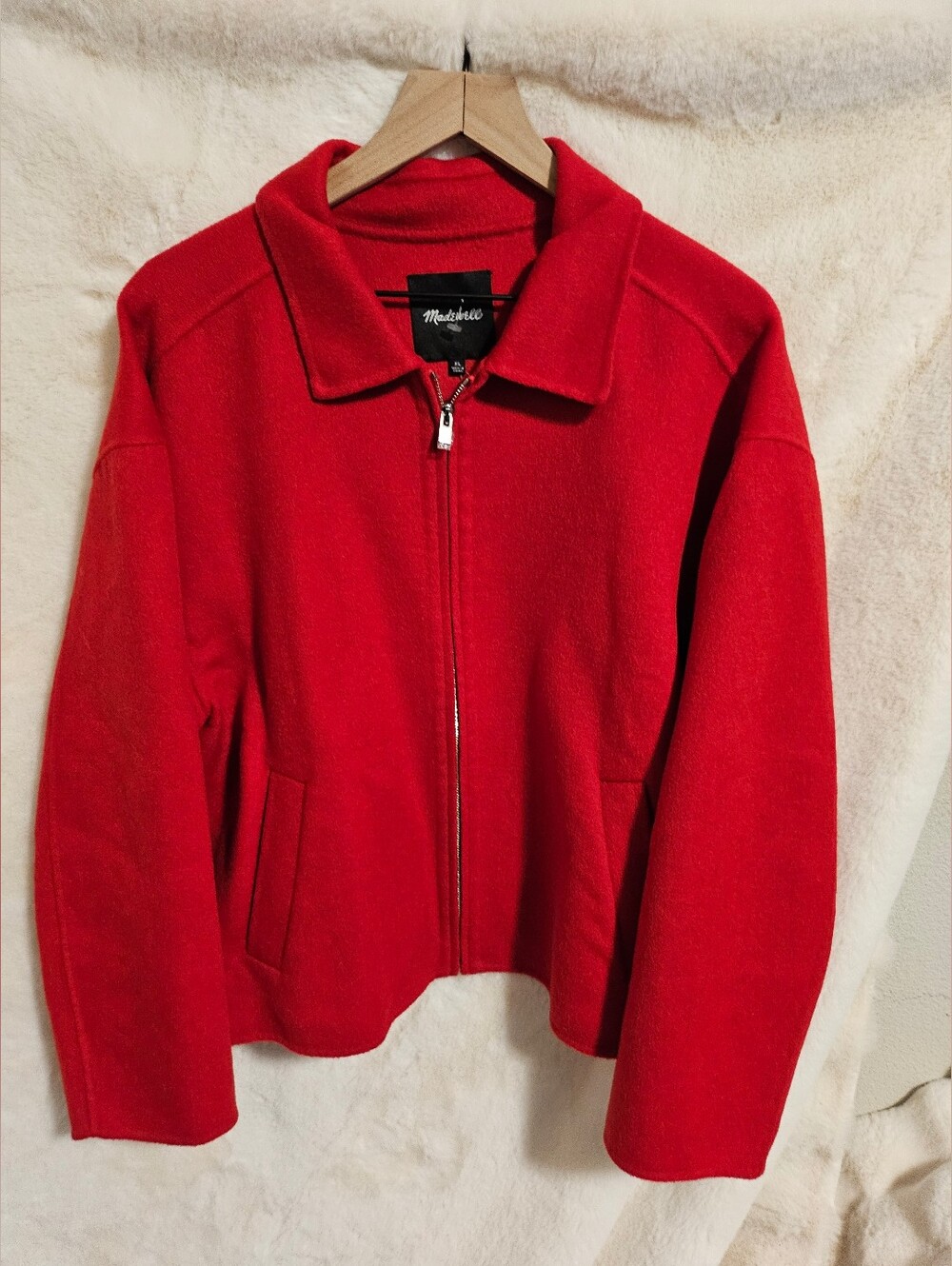 Madewell Women's Bright Red Zip Wool Size XL
